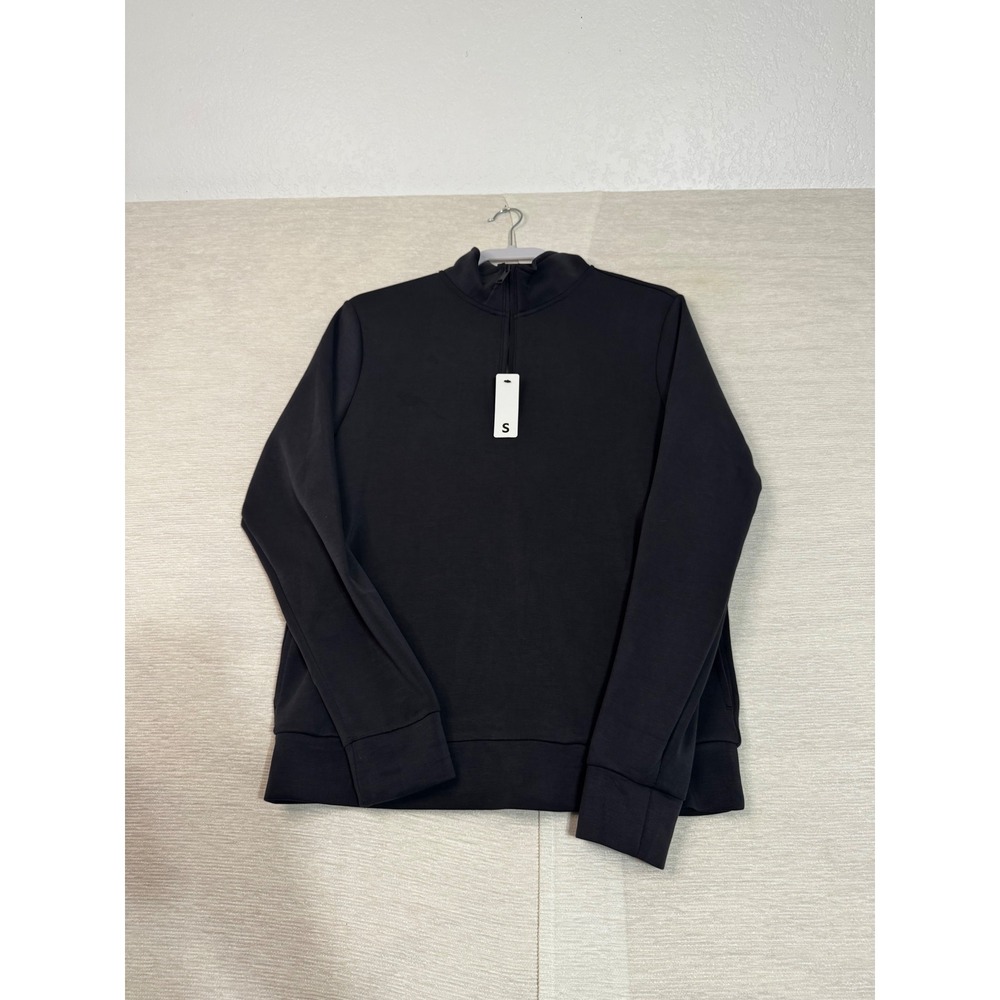 Member's Mark Mens Sandwash Quarter Zip Pullover Black Small Relaxed Fit NWT
